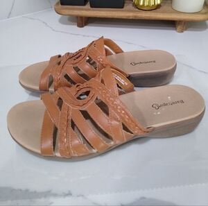 [H457] Tan Braided Women's Sandals, Size 9